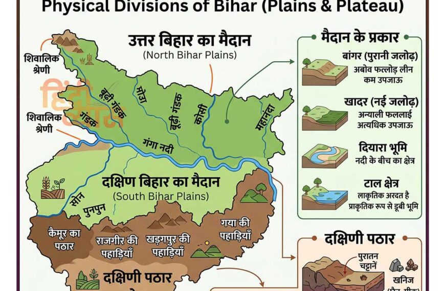 बिहार के भौतिक विभाग (मैदान व पठार) – Physical Divisions of Bihar (Plains & Plateau)